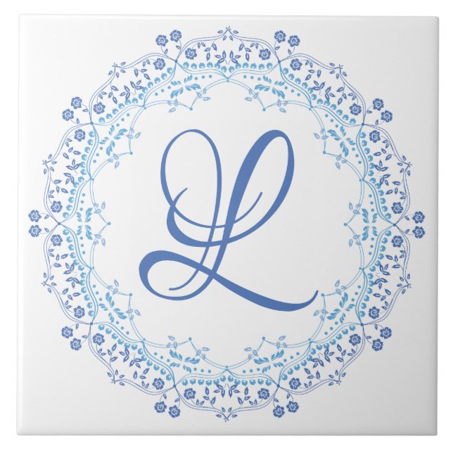 Blue Mandala Ceramic Tile Kakelplatta (Framsidan)