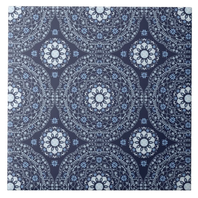 Blue Mandala Ceramic Tile Kakelplatta (Framsidan)
