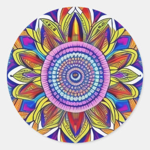 Blue Mandala Classic Round Sticker Runt Klistermärke