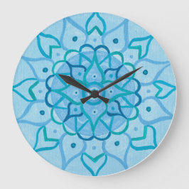 Blue Mandala Clock Stor Klocka