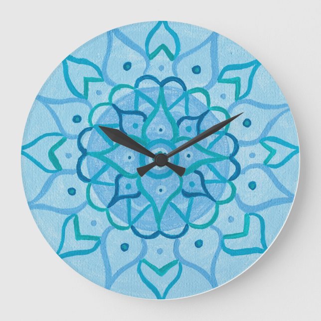 Blue Mandala Clock Stor Klocka (Framsida)