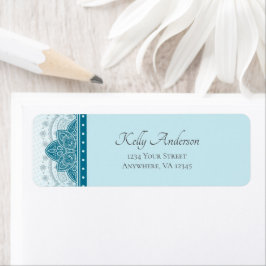 Blue Mandala Design | Returadress av Anpassningsba Etikett