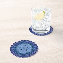 Blue Mandala Födelsedagsfest Add Namn Underlägg Papper