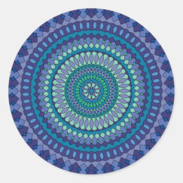 Blue Mandala Födelsedagsfest Runt Klistermärke