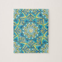 Blue Mandala Gult Turcos Mönster