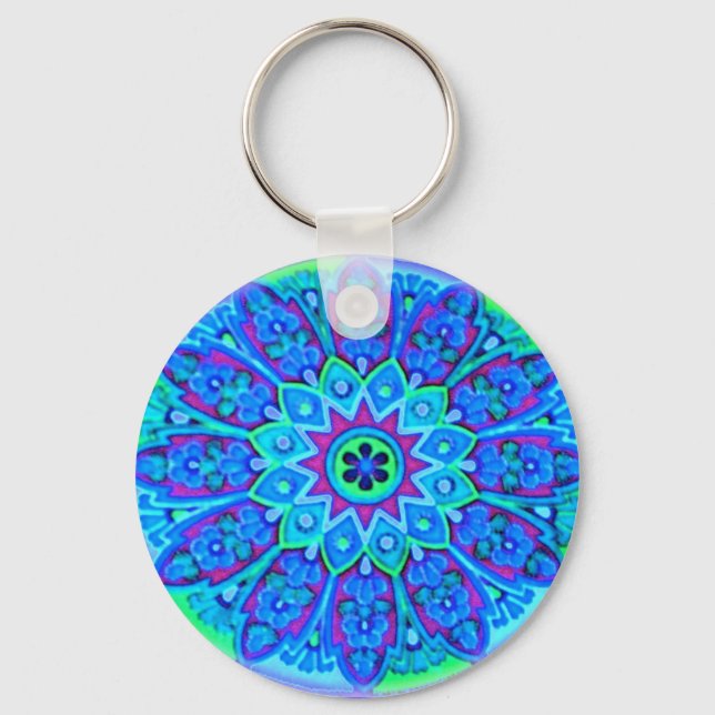Blue Mandala Keychain Nyckelring (Framsida)
