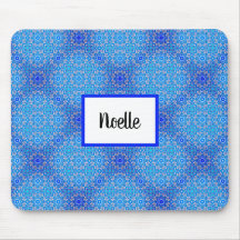 Blue Mandala Mönster Boho Namn Mousepad