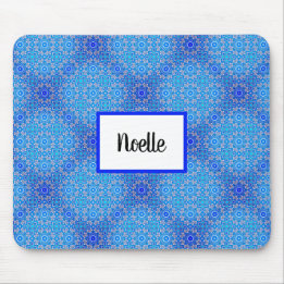 Blue Mandala Mönster Boho Namn Mousepad Musmatta