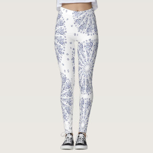 Blue mandala mönster leggings