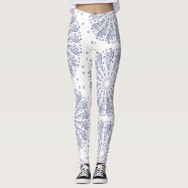 Blue mandala mönster leggings (Framsida)