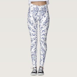 Blue mandala mönster leggings