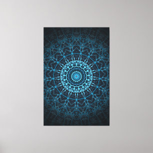 Blue Mandala Net Retro Hippie Trippy Boho Chic Canvastryck