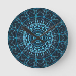 Blue Mandala Net Retro Hippie Trippy Boho Chic Rund Klocka
