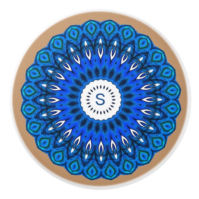 Blue Mandala on Beige med initialfack Knopp (Framsidan)