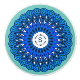 Blue Mandala på turkos med initialfack Knopp