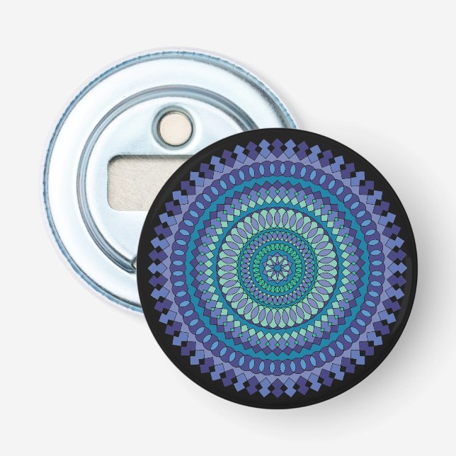 Blue Mandala Party Favor Magnetic Flasköppnare (Framsidan)