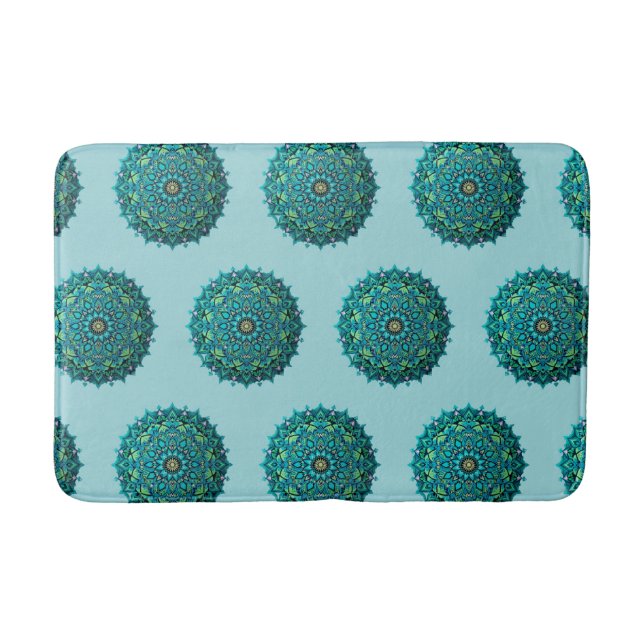 Blue Mandala Repeat Mönster Badrumsmatta (Framsidan)
