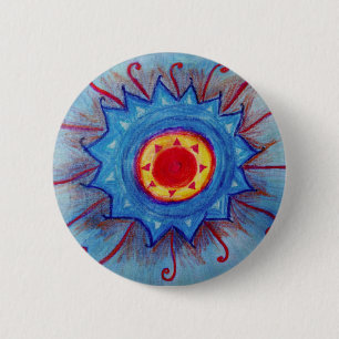 Blue Mandala Round Badge Knapp