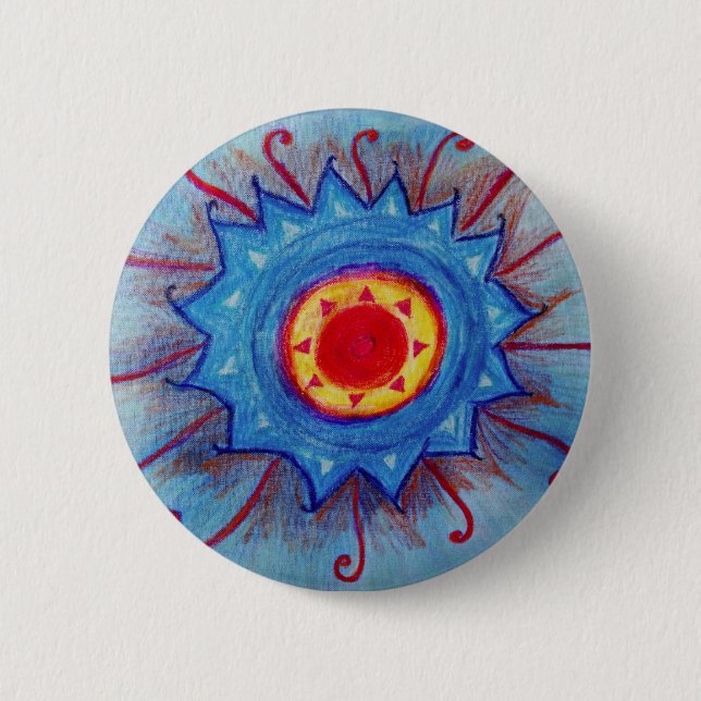 Blue Mandala Round Badge Knapp (Framsida)