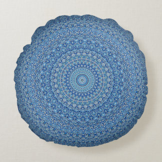 Blue Mandala Rund Kudde