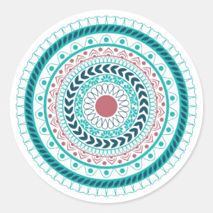 Blue Mandala Runt Klistermärke