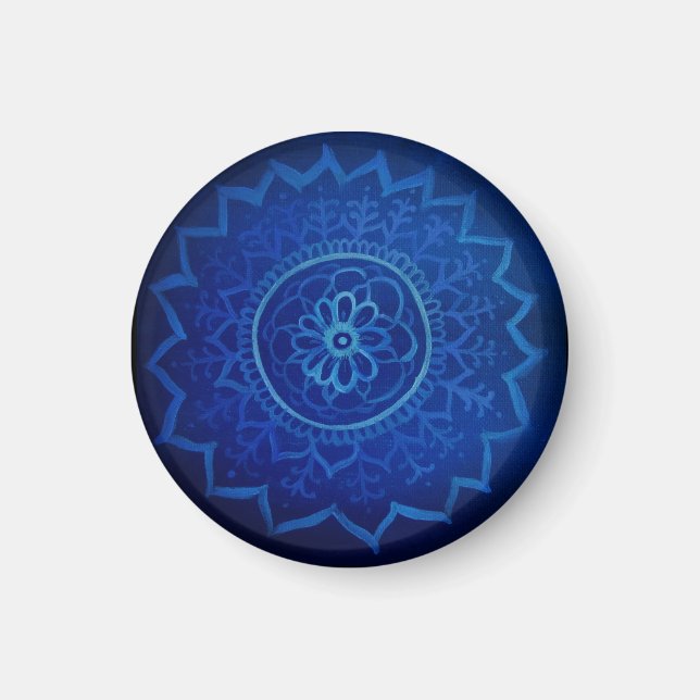 Blue mandala Small, 3,2 cm Round Magnet (Framsidan)