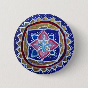 Blue Mandala Standard, 2,25-tums (5,7 cm) Round Ba Knapp