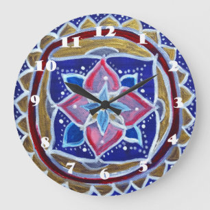 Blue Mandala Wall Clock Stor Klocka