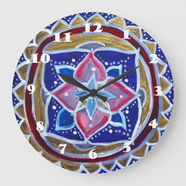 Blue Mandala Wall Clock Stor Klocka (Framsida)