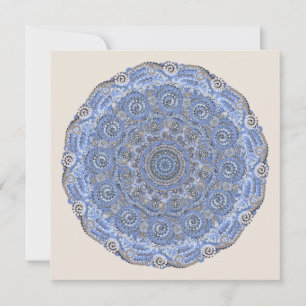 Blue Mandala with Beach Sea Life Ord Julkort