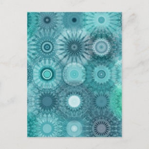Blue Mandalas Abstrakt Ornate Mönster Vykort