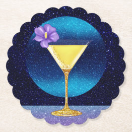 Blue Måne Cocktail Underlägg Papper