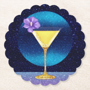 Blue Måne Cocktail Underlägg Papper