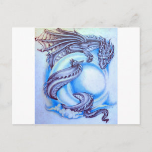 Blue Måne Dragon Vykort