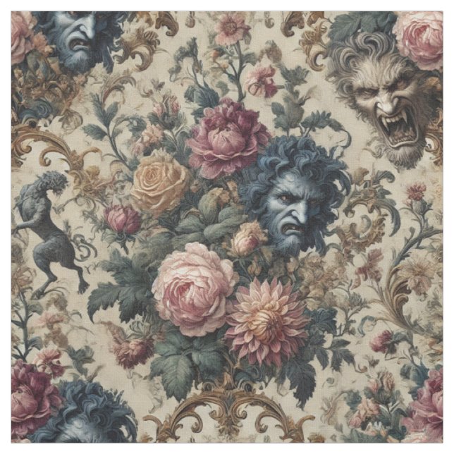 Blue Måne Grimoire - Gothic Påstående Tile Tyg (Provkarta)