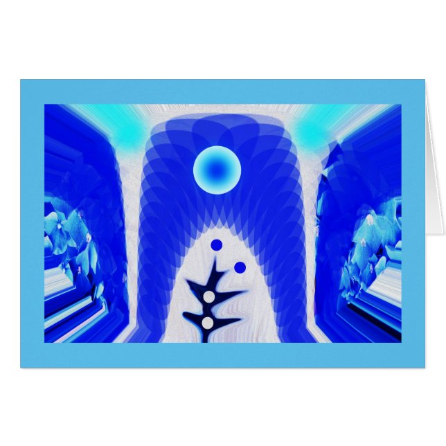 Blue måne hälsningskort (Framsidan Horizontal)