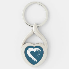 Blue Måne Hjärtnyckelring Twisted Heart Silverfärgad Nyckelring