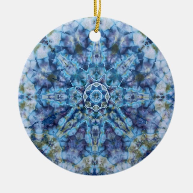 Blue Måne Mandala Julgransprydnad Keramik (Framsidan)