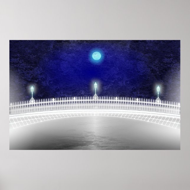 BLUE MÅNE ÖVER HAPENNY BRIDGE POSTER (Framsidan)