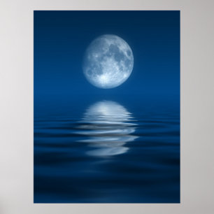 Blue Måne Poster