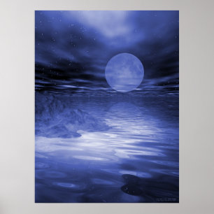 Blue Måne Poster