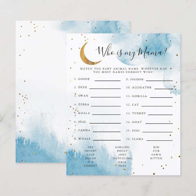 Blue Måne som är min Mamma för babyskor (Fram/baksida)