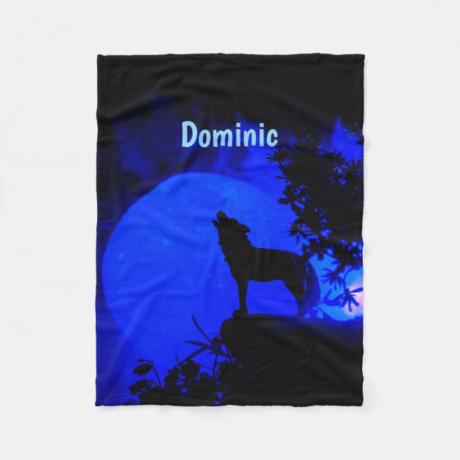 Blue Måne Varg Fleece Blanket (Framsidan)