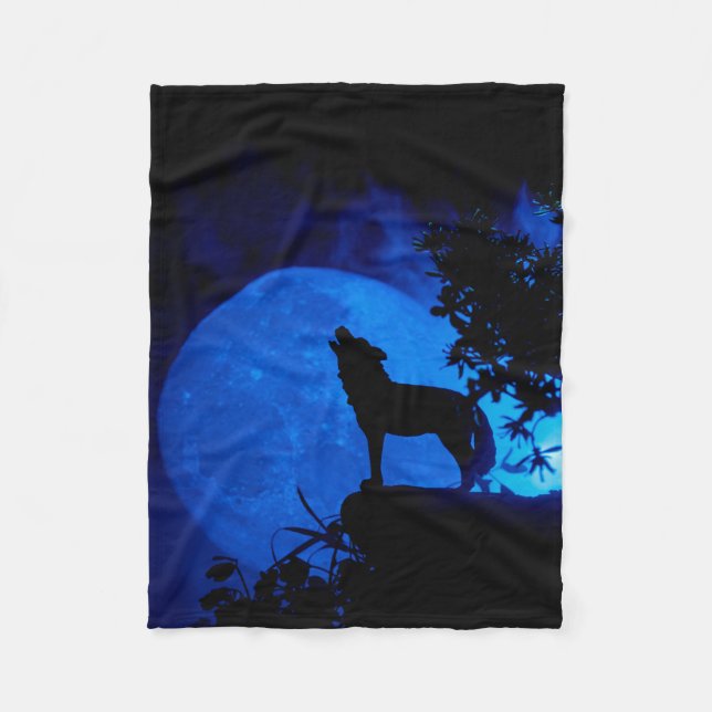Blue Måne Varg Fleece Blanket (Framsidan)