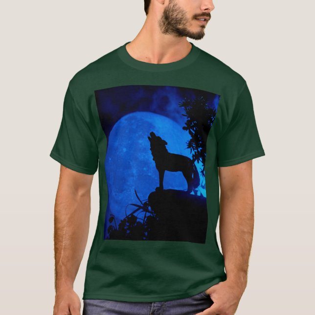 Blue Måne Varg T Shirt (Framsida)