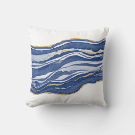Blue Marble Agate Guld Glitter Kudde