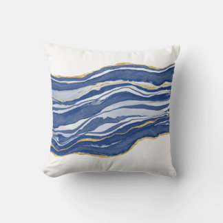 Blue Marble Agate Guld Glitter Kudde