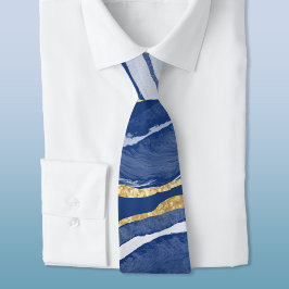 Blue Marble Agate Guld Neck Tie Slips