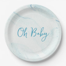 Blue Marble Baby Shower Papper Tallrikar