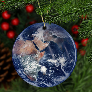 Blue Marble Earth, 2014 Satellite Photograph Julgransprydnad Keramik